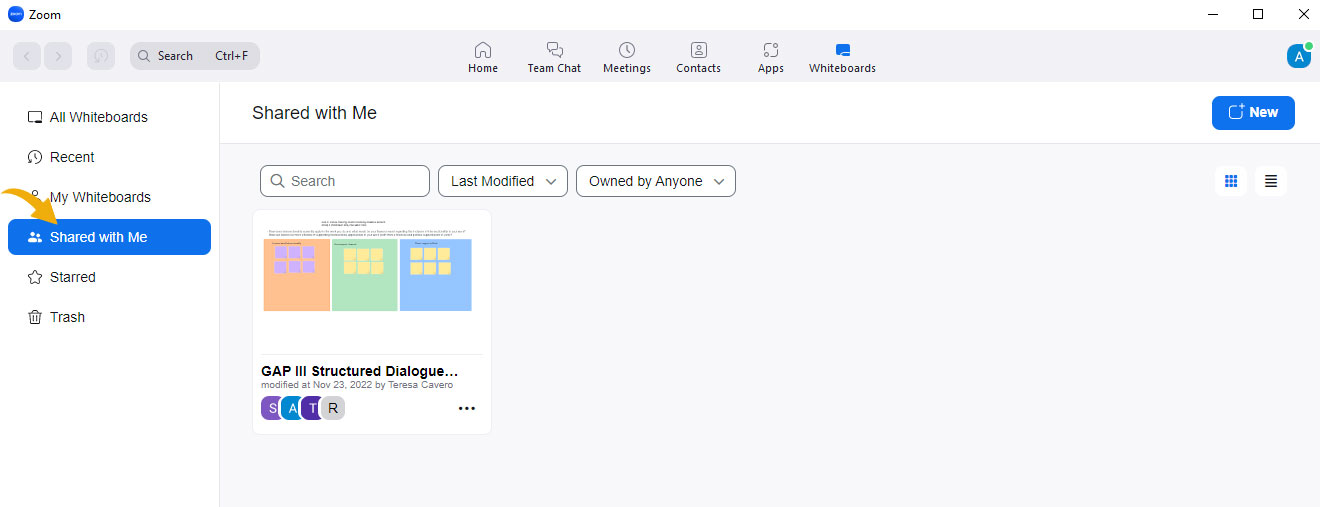 Accessing Shared with Me tab in Zoom
